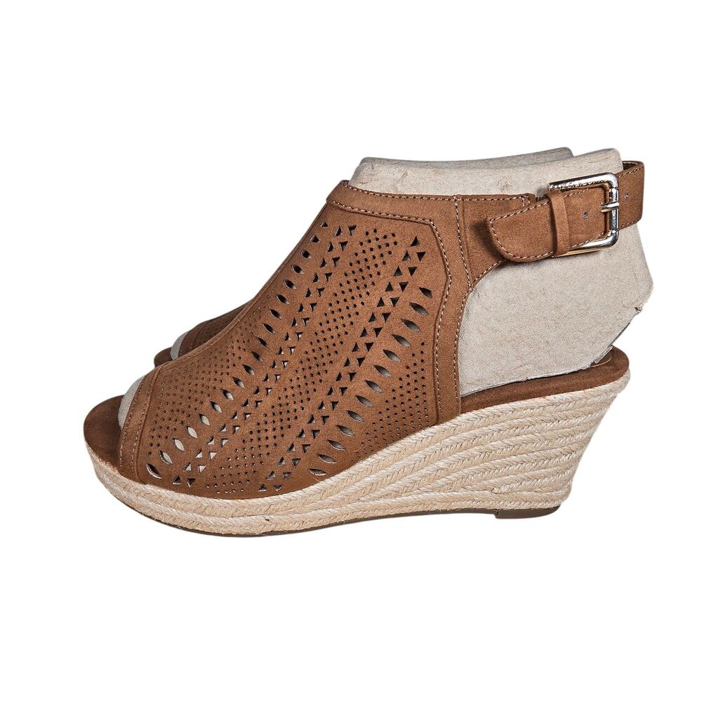 NEW Liz Claiborne LC Hanalei Cognac Womens Brown Wedge Heel Suede  Sz 10 - Picture 3 of 9